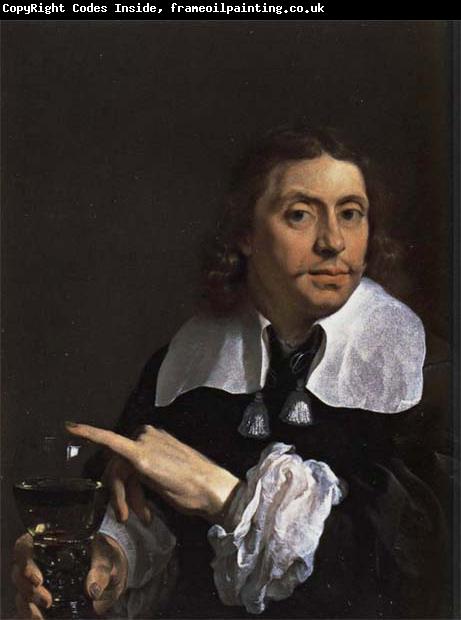 Karel du jardin Self-Portrait Holding a Roemer